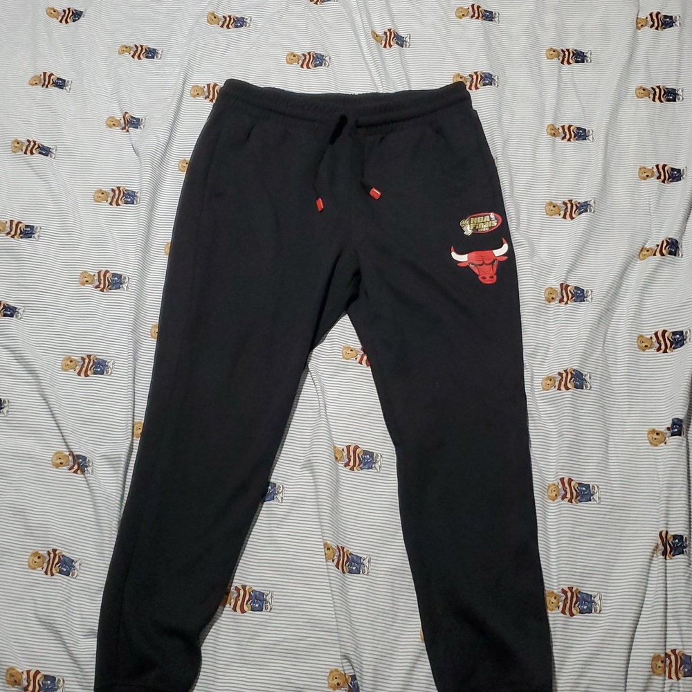 Mitchell & Ness Sz L Black Sweatpants Joggers